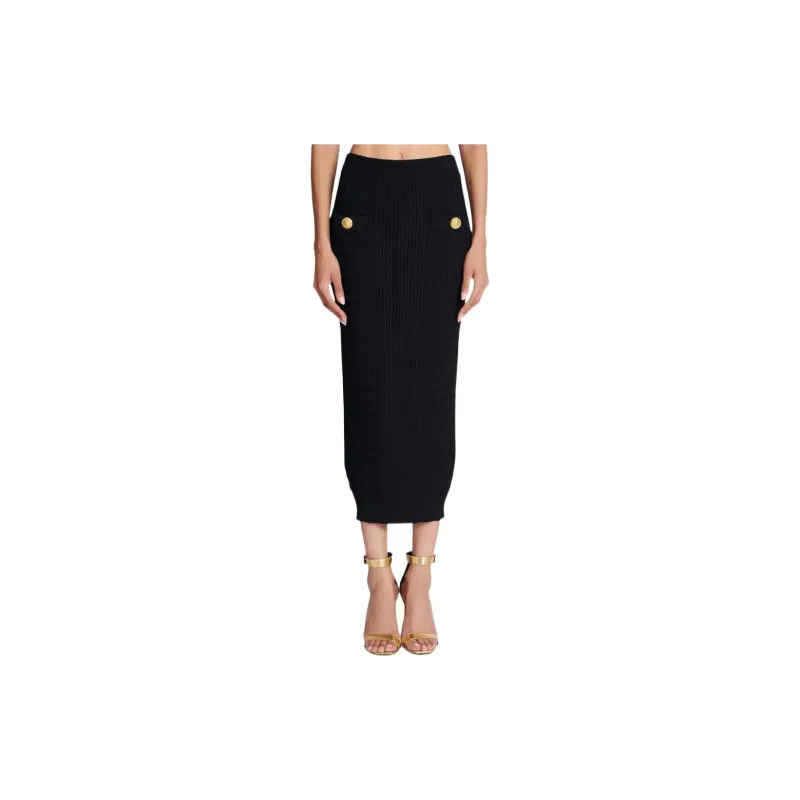 BALMAIN Button Detailed Pencil Skirt-3