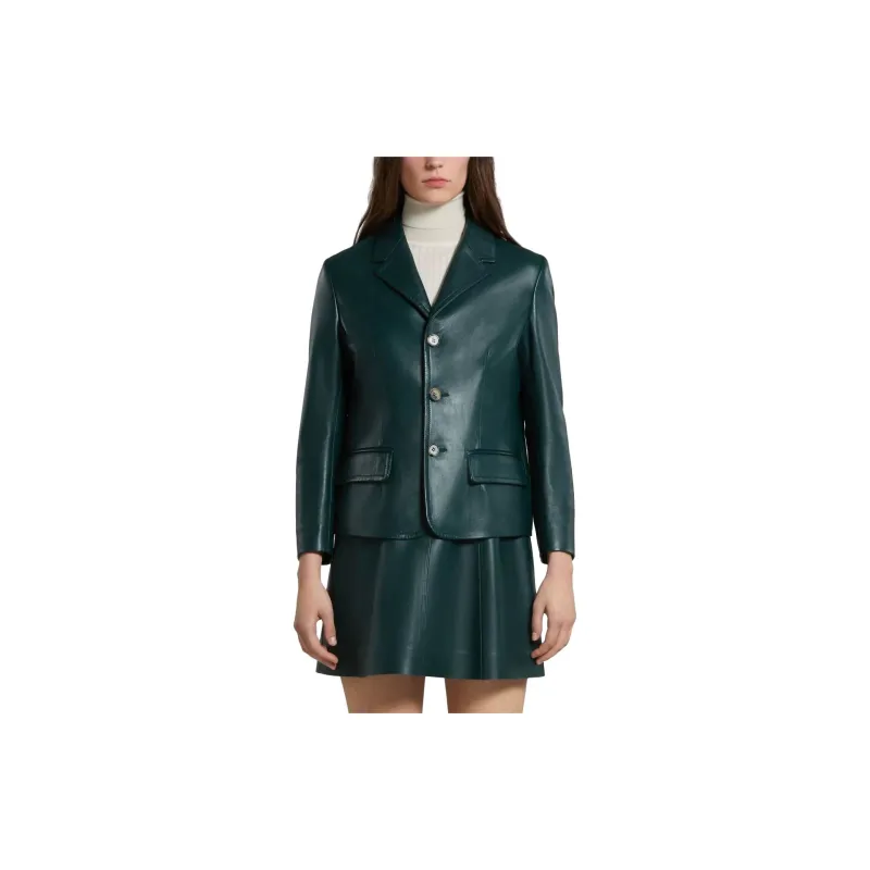 MARNI Single-breasted Leather Blazer-2