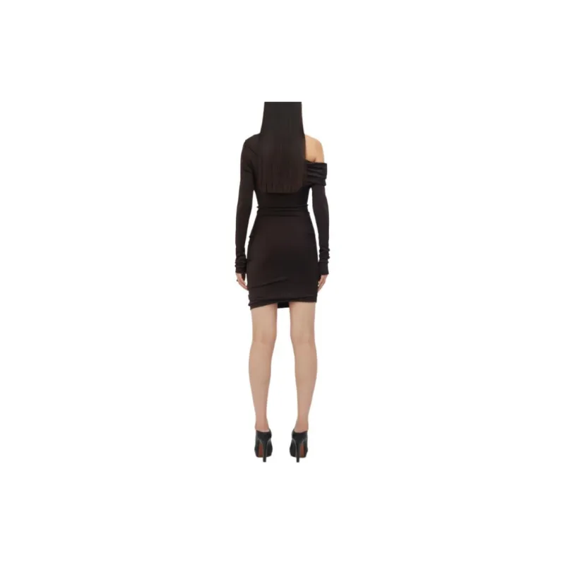 Alexander McQueen Off Shoulder Draped Mini Dress-1
