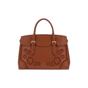GUESS Genuine Leather Shoulder Bag Crossbody Bag Handbag Large Size Women's Brown