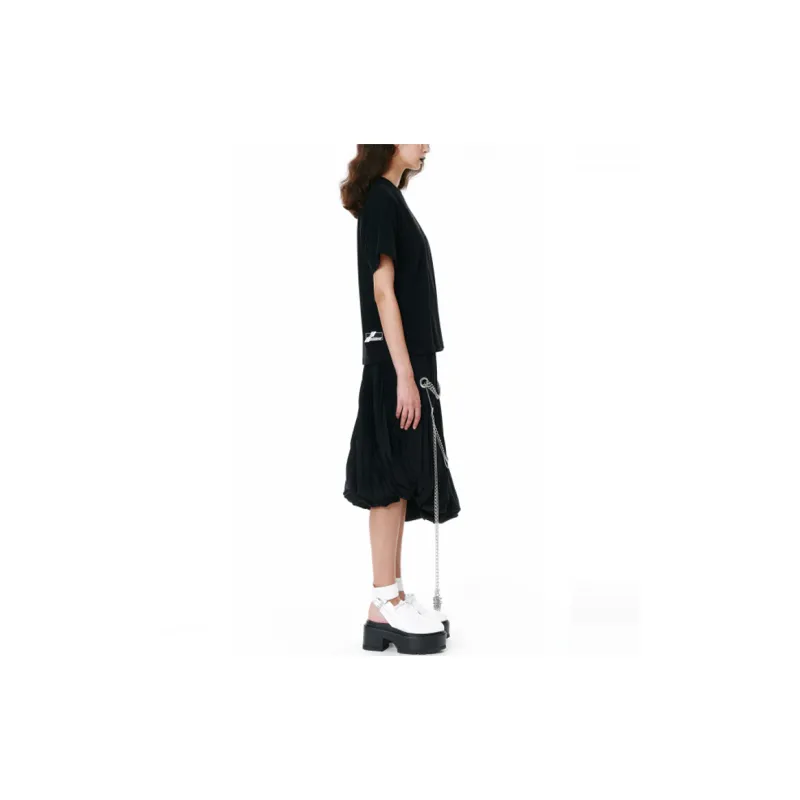 WE11DONE Drop Shoulder Sleeve T Shirt Women's Black-4