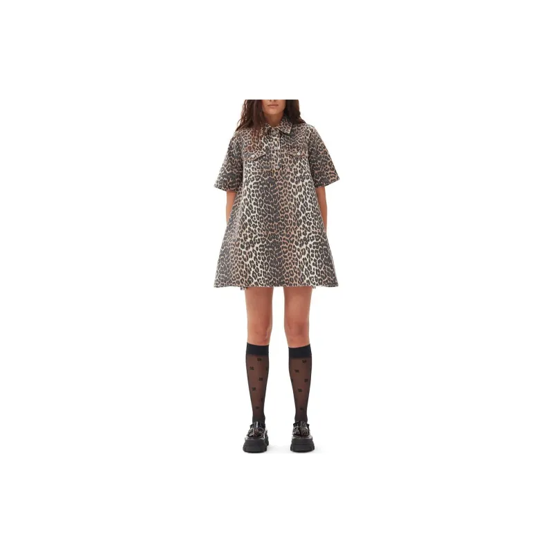 GANNI Animal print Denim Mini Skirt-1