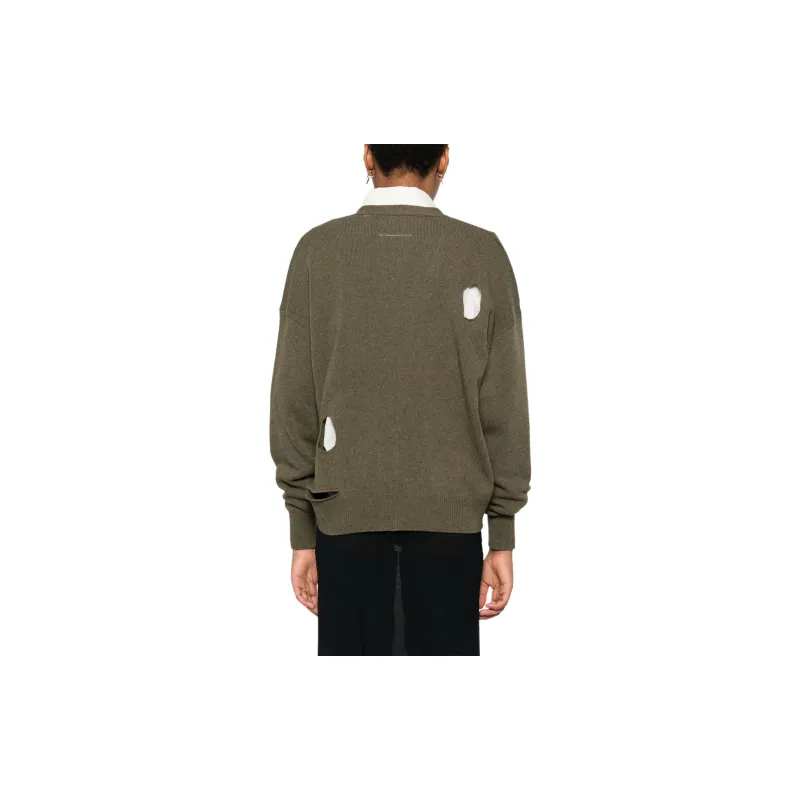 MM6 Maison Margiela Signature Numbers Motif V Neck Cardigan-2