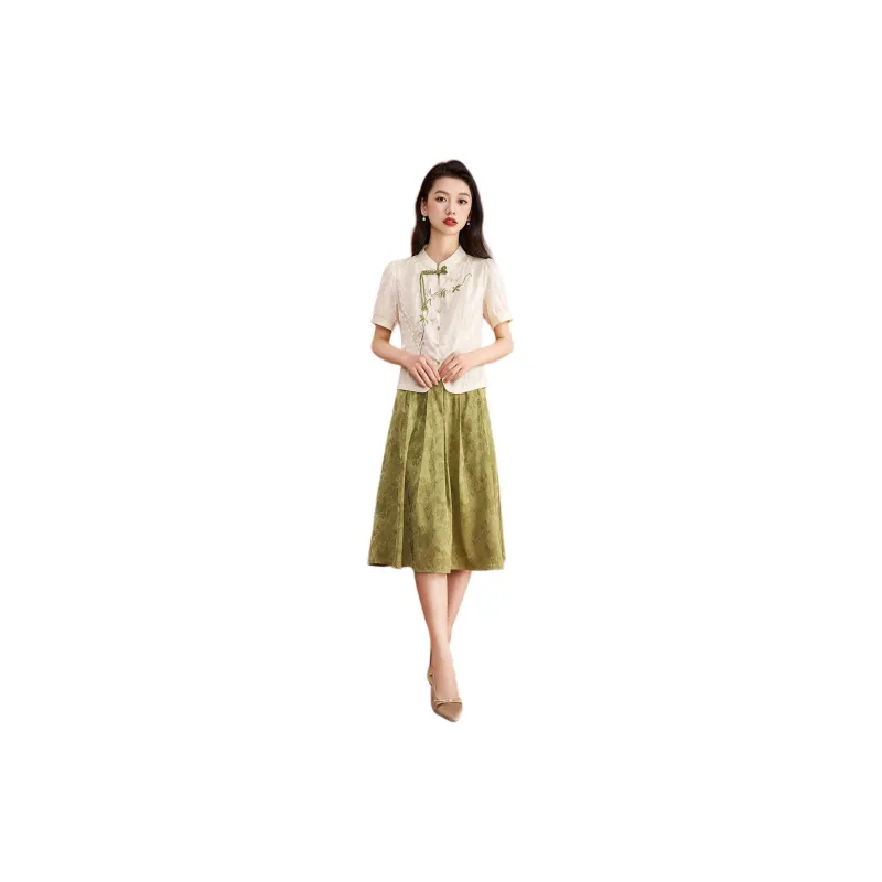 Mylan Two Piece Skirt Sets Women's Green-1