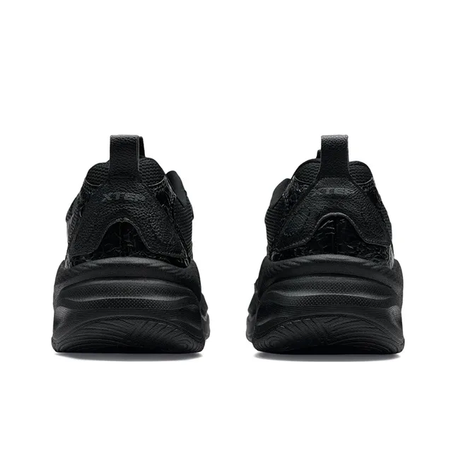 XTEP Coverage Height Increasing Abrasion Resistant Low Top Chunky Sneakers Men's Black-5