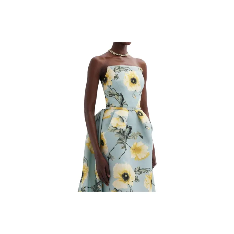 Oscar De La Renta Poppy-print Strapless Gown-4