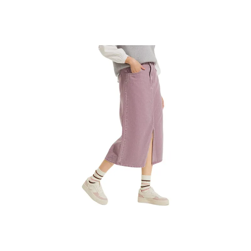 Hotwind Denim Long Skirt Women's Pink-1
