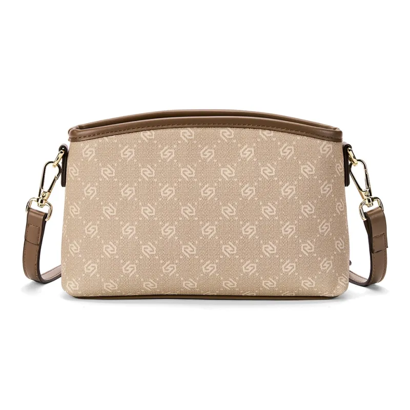 ST&SAT PVC With Synthetic Leather Crossbody Bag, Shoulder Bag Medium Size Women's Coffee/Apricot-7