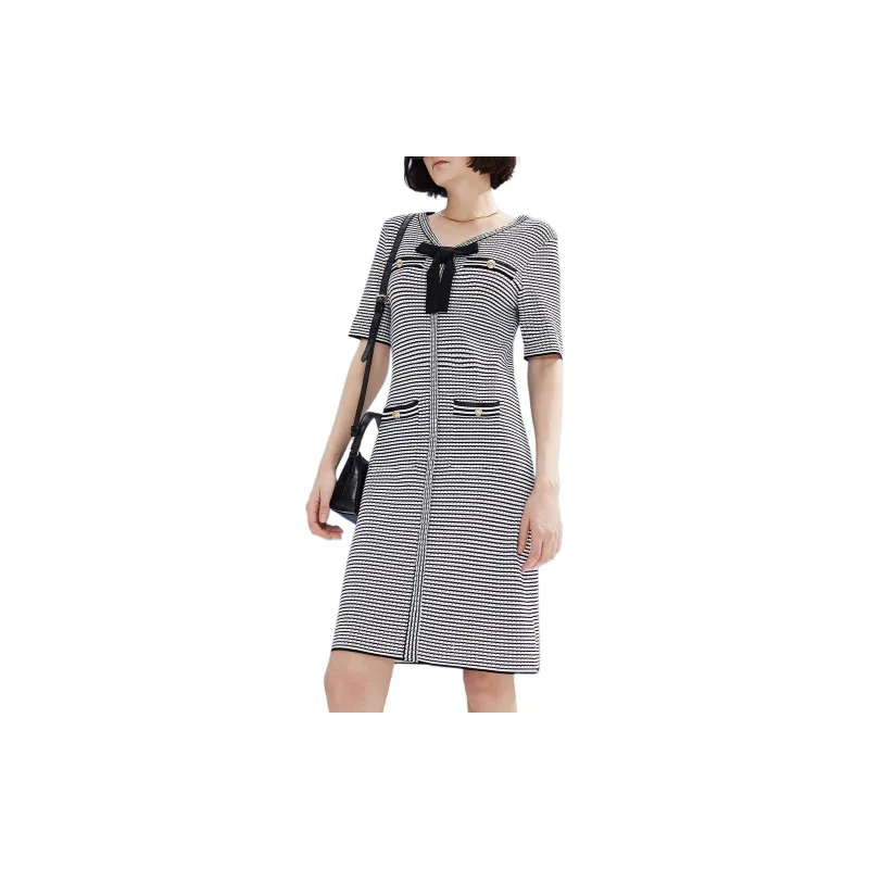 DKNY SS24 Short Sleeved Dress Women's Black & Multicolor-2