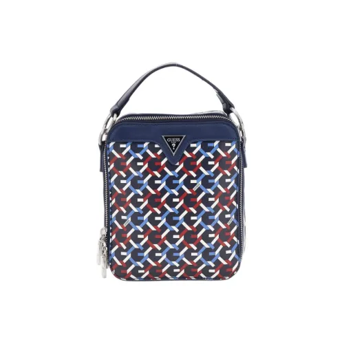GUESS Polyurethane Shoulder Bag Crossbody Bag Handbag Mini Men's Blue & Multicolor