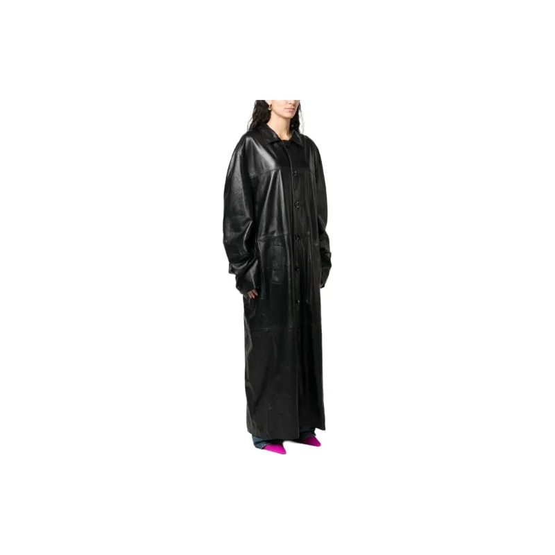 MANOKHI Button-front Leather Coat-3