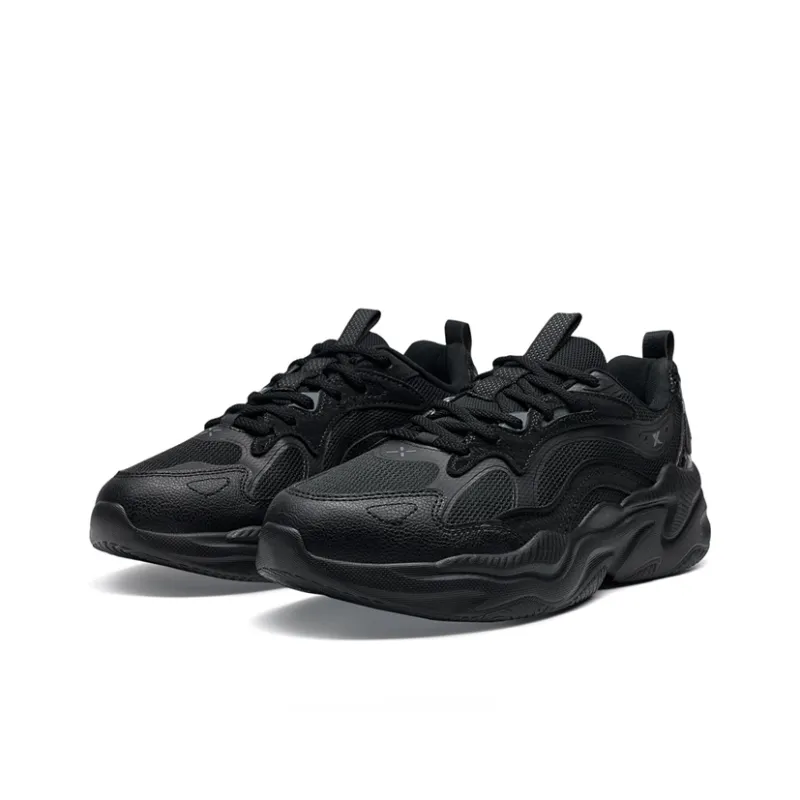 XTEP Coverage Height Increasing Abrasion Resistant Low Top Chunky Sneakers Men's Black-3