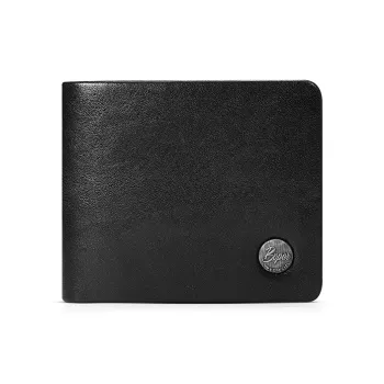 BVP Multiple Card Slots Casual Cow Leather Integrated Men's Short Wallet Card Holder Regular Men's Black