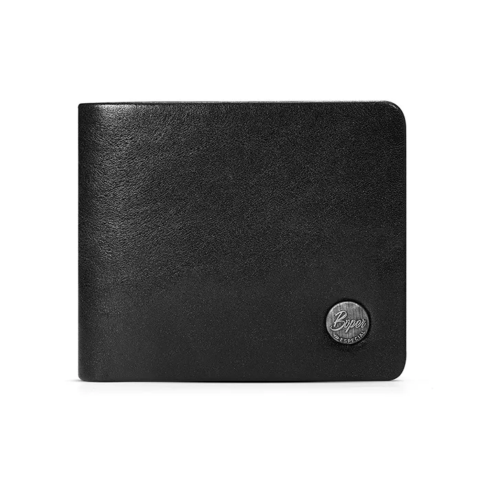 BVP Multiple Card Slots Casual Cow Leather Integrated Men's Short Wallet Card Holder Regular Men's Black-0