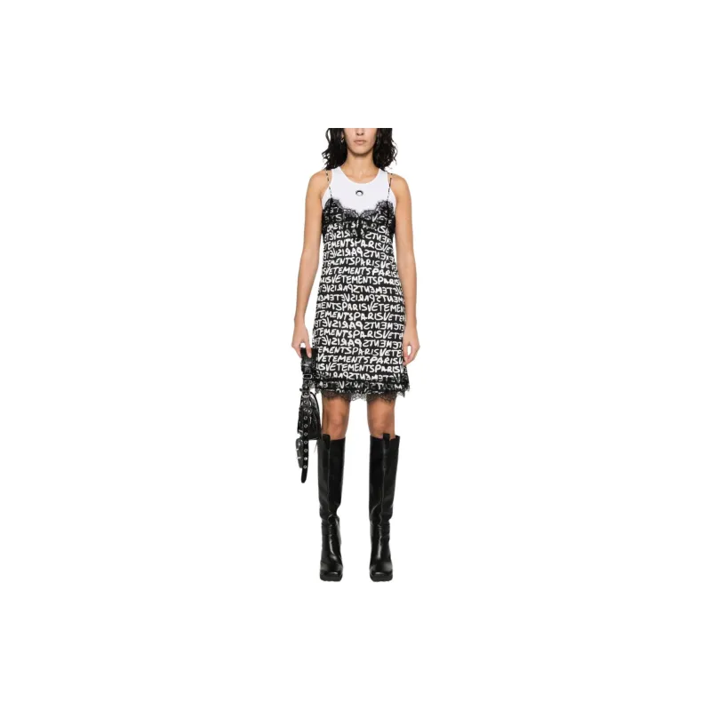Vetements Lace detail Logo print Dress-1