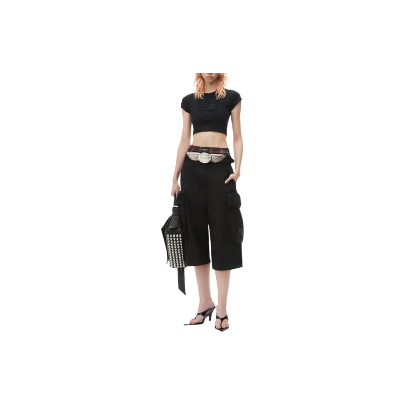 Alexander Wang Distressed Logo Cropped T Shirt-1