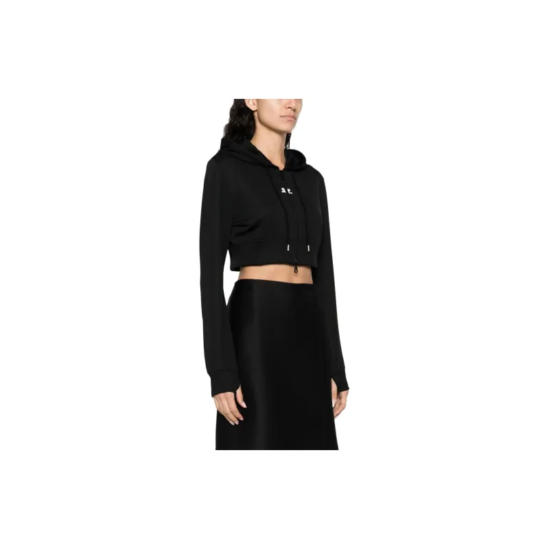 Courrèges Cropped Tracksuit Interlock Jacket 'Black'-3
