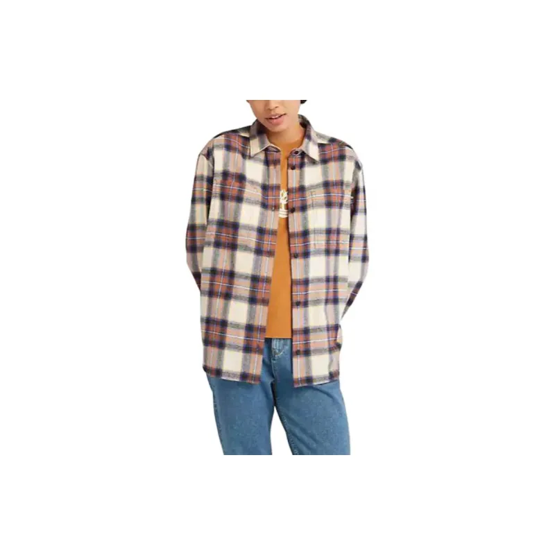 Timberland Flannel Overshirt Shirt Women's Burnt Ochre-3