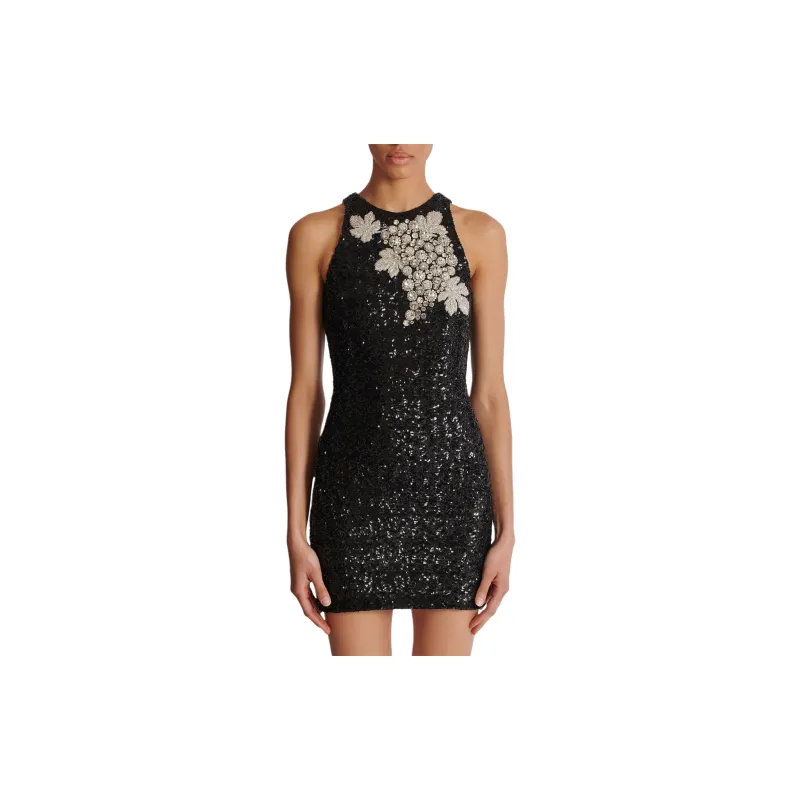 BALMAIN Embroidered Grape Motif Sleeveless Mini Dress-1