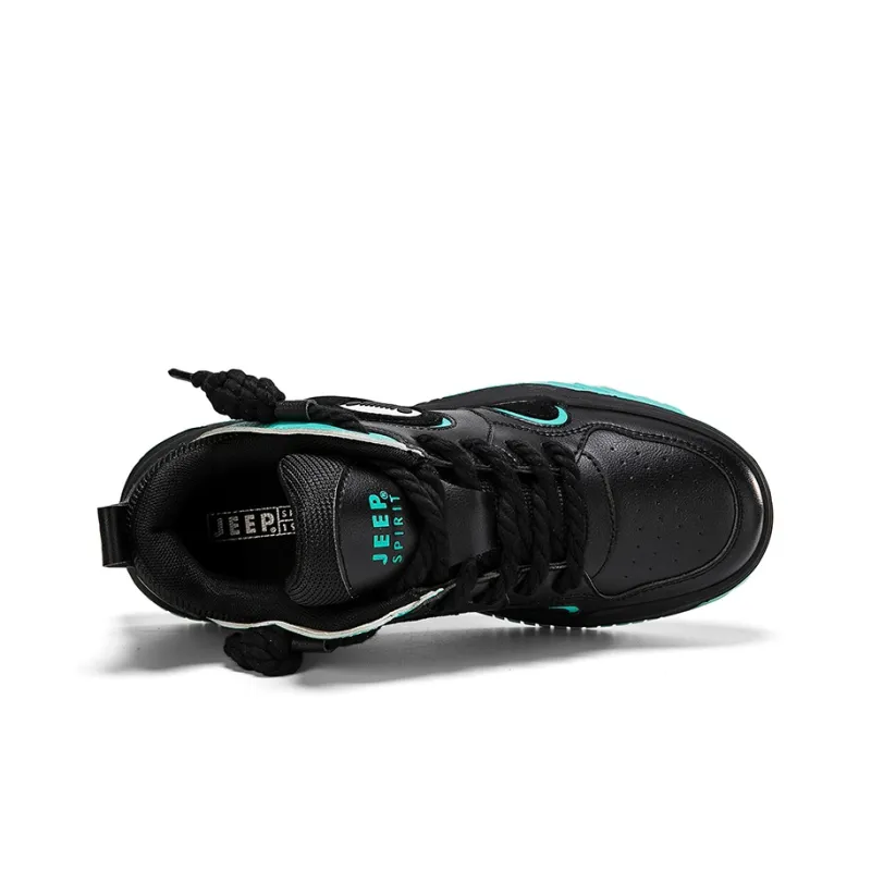 JEEP SPIRIT Cushioned Wear-Resistant Breathable Slip-Resistant Low-Top Skateboard Shoes Men's Graphite Black-4