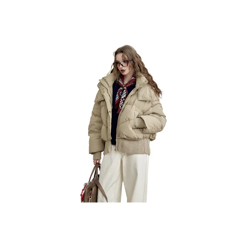 ELF SACK Knit Panel Hooded Down Jacket Women's-0