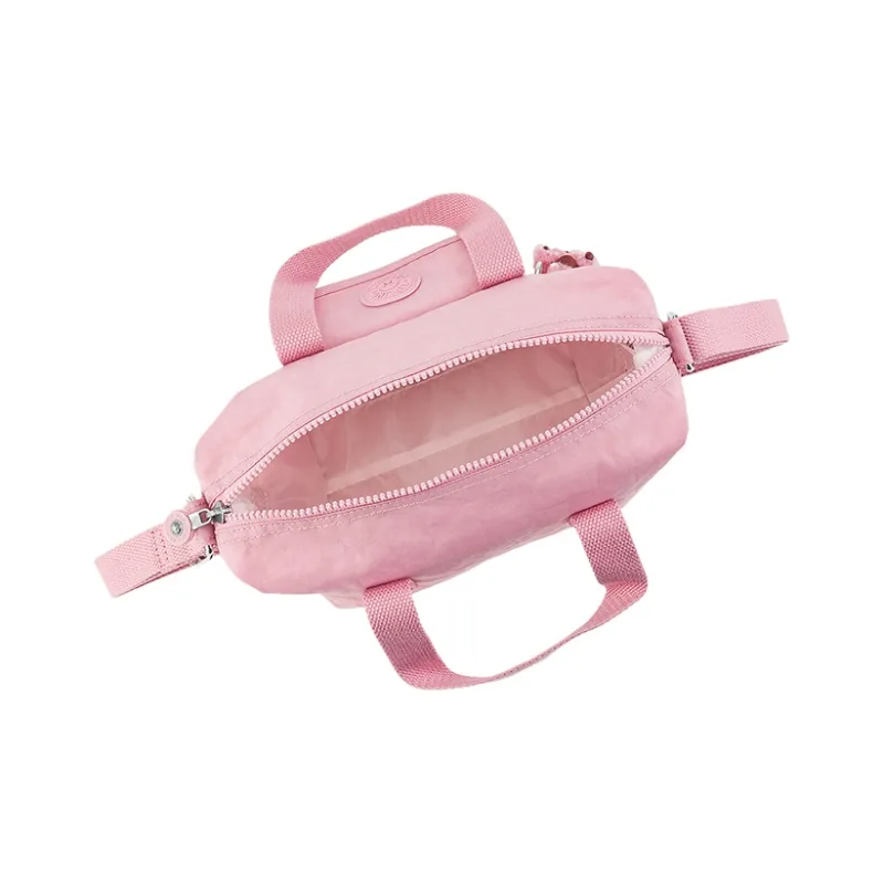 Kipling Polyamide, Travel Commute One Shoulder Handbag Small Size Unisex Soft Pink/Dark Gray-3
