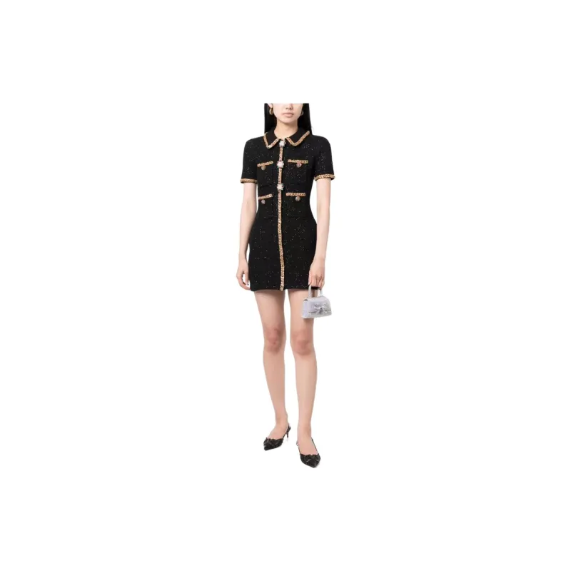 Self portrait Short Sleeved Dress Women's Black-1