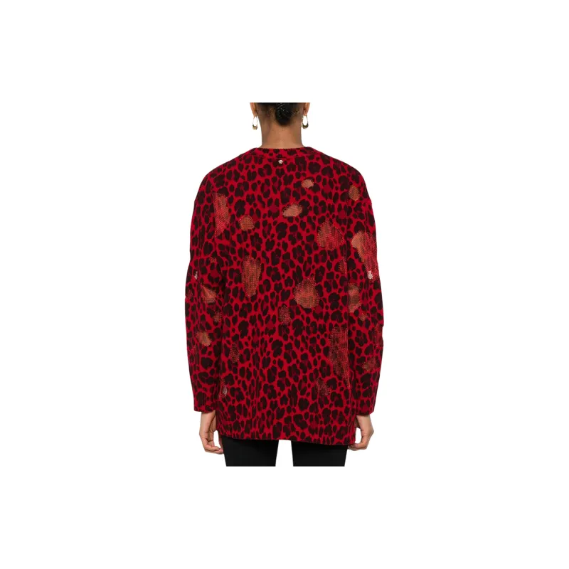 VERSACE Leopard-Printed Semi-Sheer Panelled Jumper-3