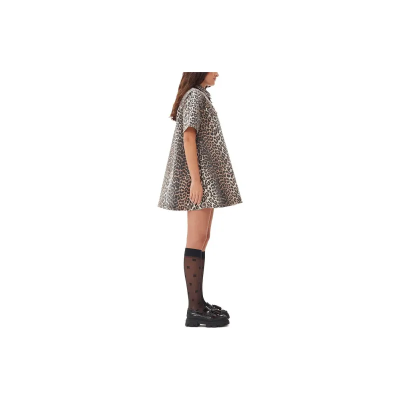 GANNI Animal print Denim Mini Skirt-3
