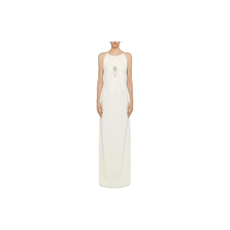 GIVENCHY Evening Draped Dress In Crepe With Crystal Details Slip Dresses Women's White-1