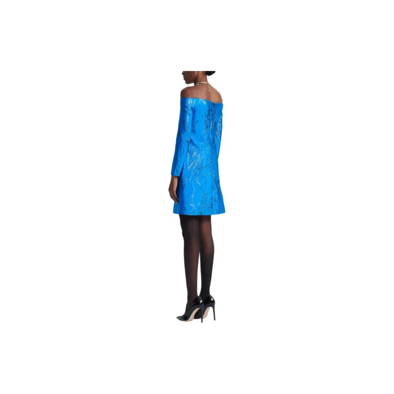 SCANLAN THEODORE Tinsel Mini Long-Sleeved Dresses Women's Sapphire/Sapphire-2