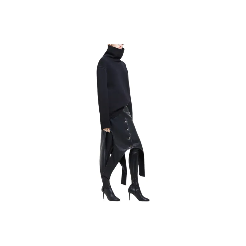 COURREGES Oversized Mockneck Knit Sweater 'Black'-2