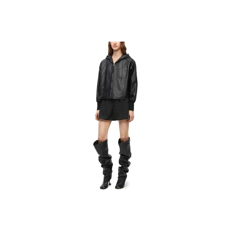 LOEWE Hooded Jacket In Nappa Lambskin Black-3
