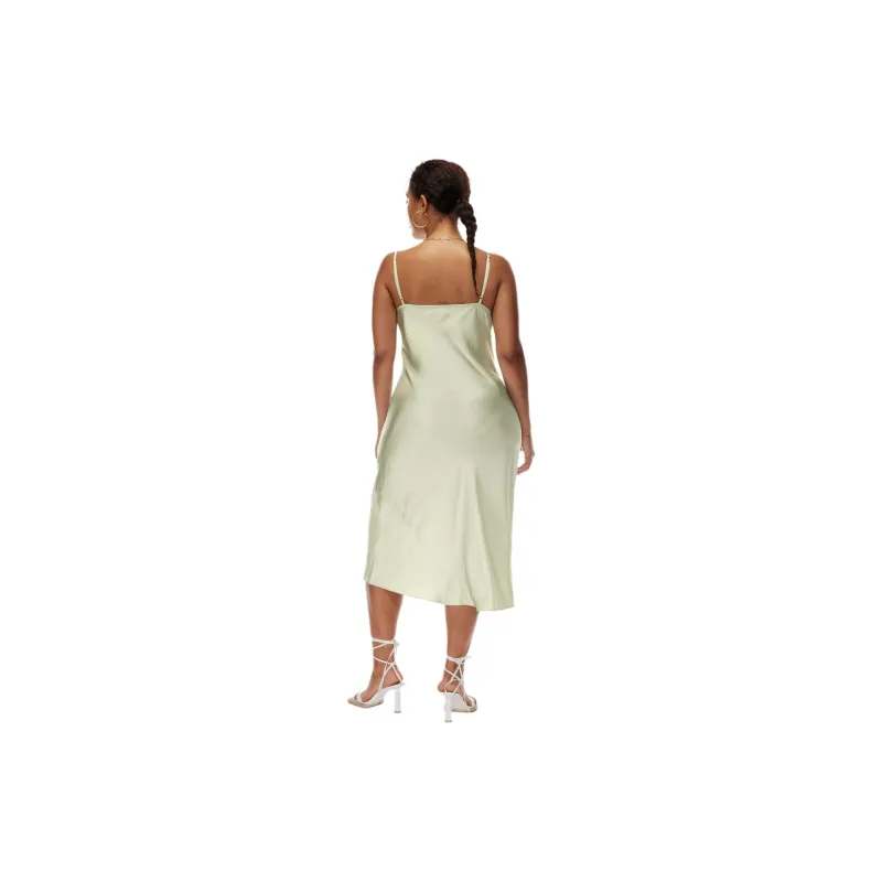 ARITZIA Wilfred Only Slip Satin Midi Dress Slip Dresses Women's Pastel Sage Green/Light Gray Green-3