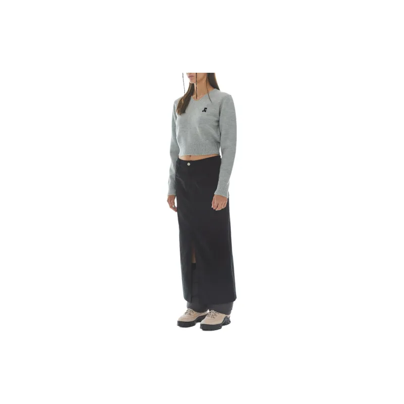Rest&Recreation WOOL V NECK CROPPED KNIT Sweater Women's GREY/Gray-4