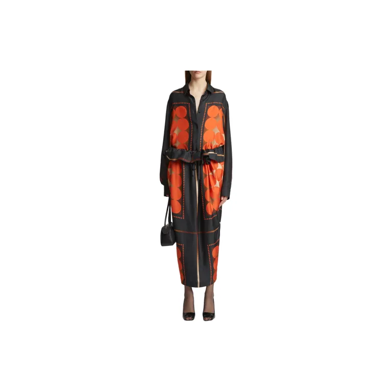 KHAITE FW24 Lilila Skirt Casual Long Skirts Women's Orange Multi/Orange Multicolor-1