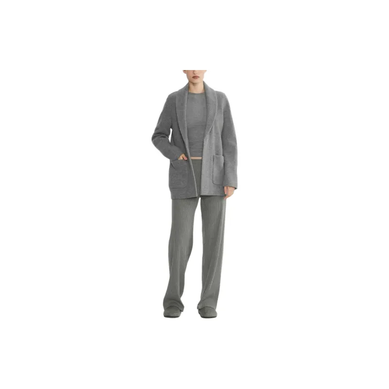 ARITZIA FW24 The Group By Babaton Shawl Merino Wool Below Bum Jacket Coats Women's Dark Grey/Dark Gray-2