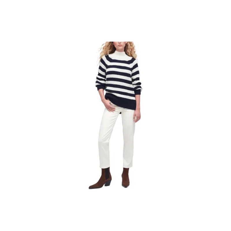 BARBOUR Barbour Silverdale Knitted Jumper Sweater Women's White Black-1