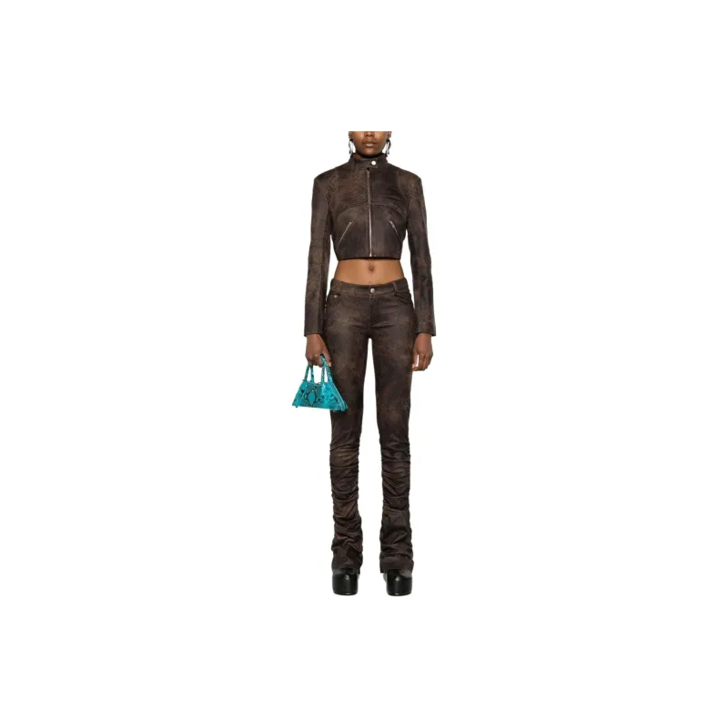 Misbhv Cracked Cropped Faux-leather Jacket-1