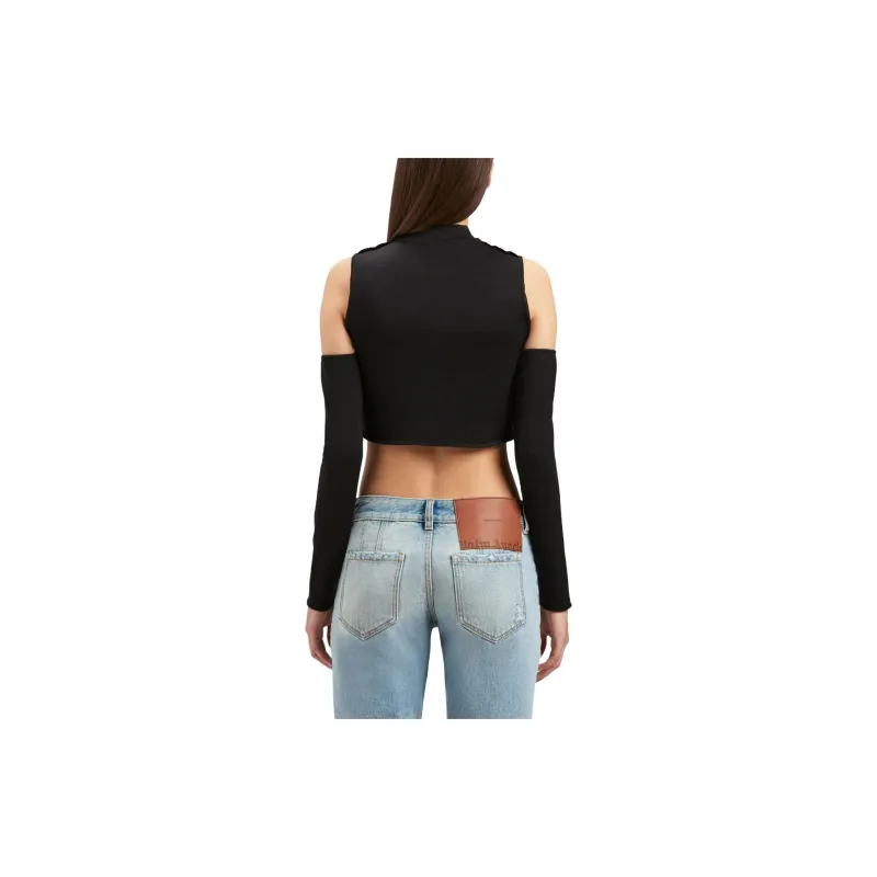 PALM ANGELS Logo Embroidered Cut Out Detailed Top-3