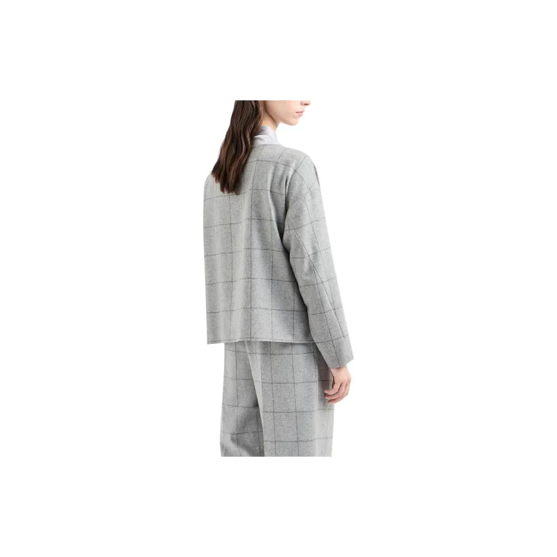 EMPORIO ARMANI Boat neck Jumper In Wool blend Flannel With Oversize Check-2