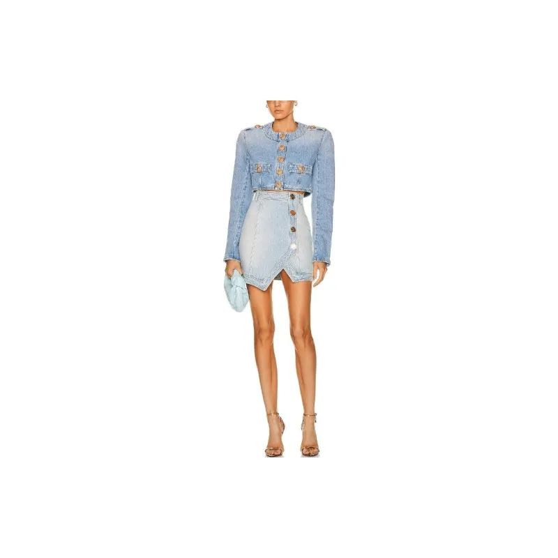 BALMAIN FW22 Denim Jacket Women's Blue-2
