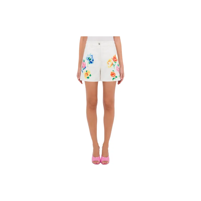 MOSCHINO All Over Floral Printed Denim Shorts-1