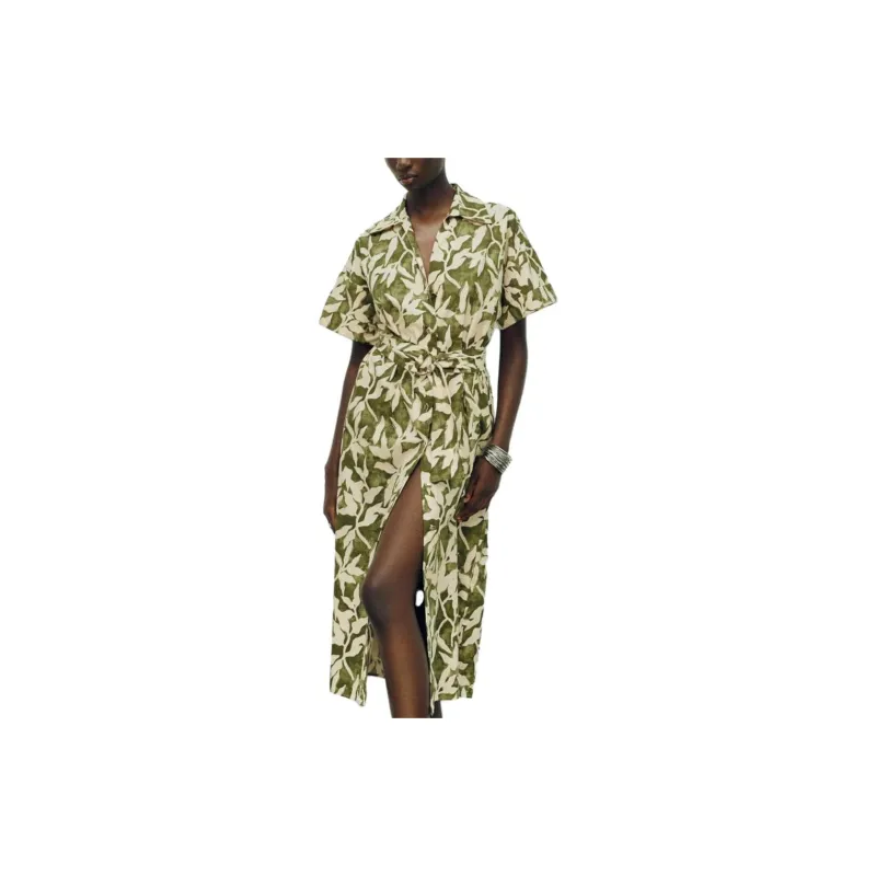 ZARA Short Sleeved Dresses Women's Green-2