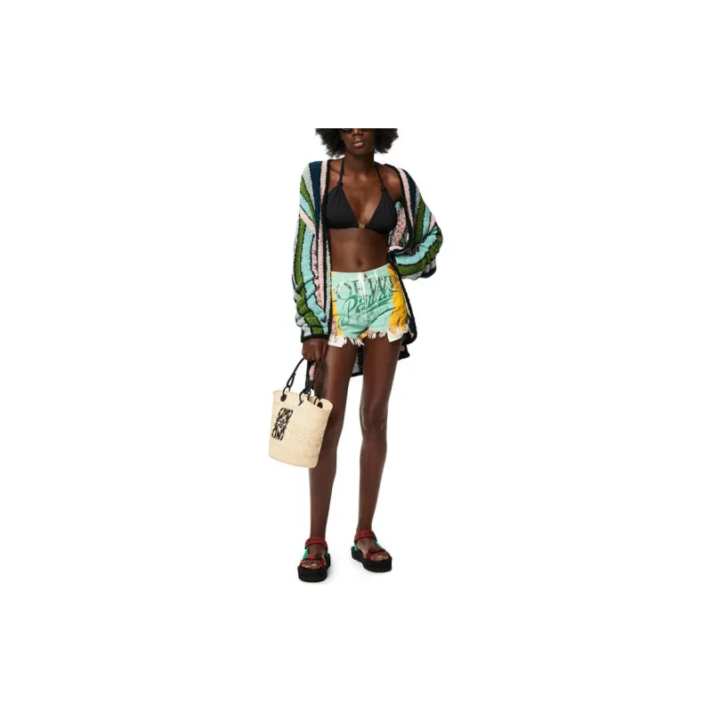 LOEWE Stripe Belted Cardigan 'Green/Multitone'-1