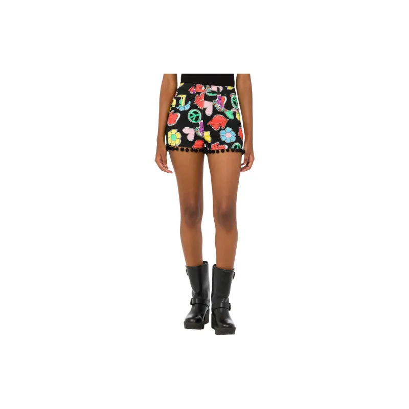 MOSCHINO Jeans High Waist Illustration Printed Shorts-1