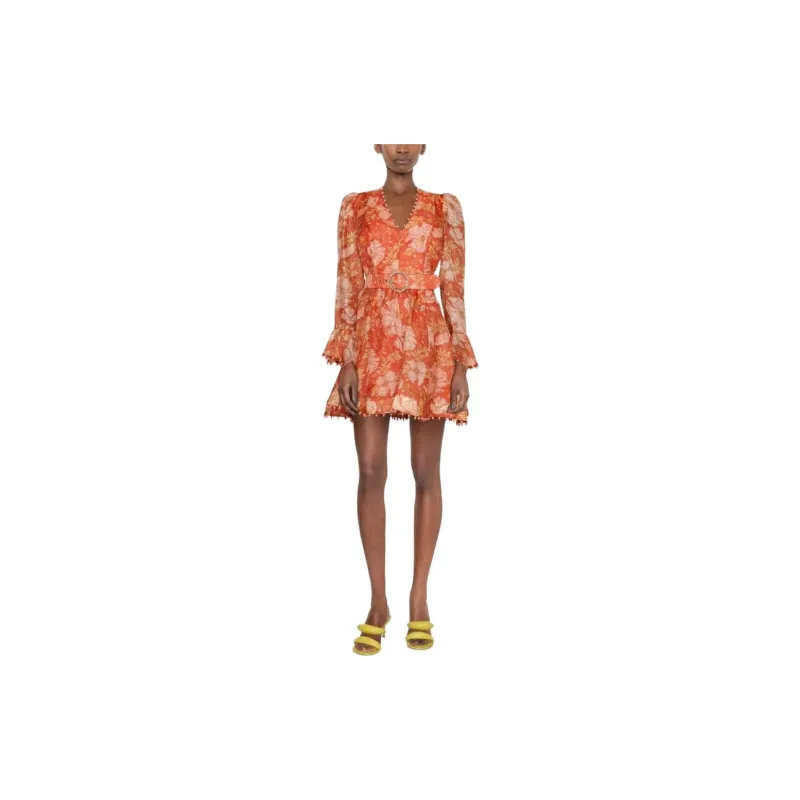 Zimmermann Long-Sleeved Dresses Women's Orange Red-1