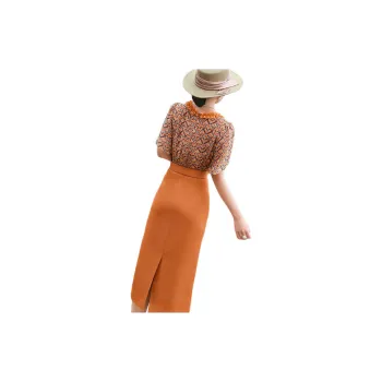 LANSEER Short-Sleeved Dresses Women's Orange