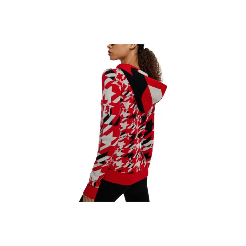HUGO BOSS x PERFECT MOMENT Houndstooth Hoodie In Virgin Wool Sweater Women's Red-4