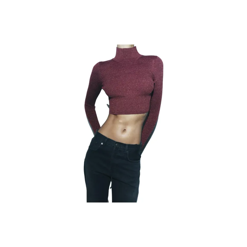 ZARA Crop Tops Women's Brick Red-2